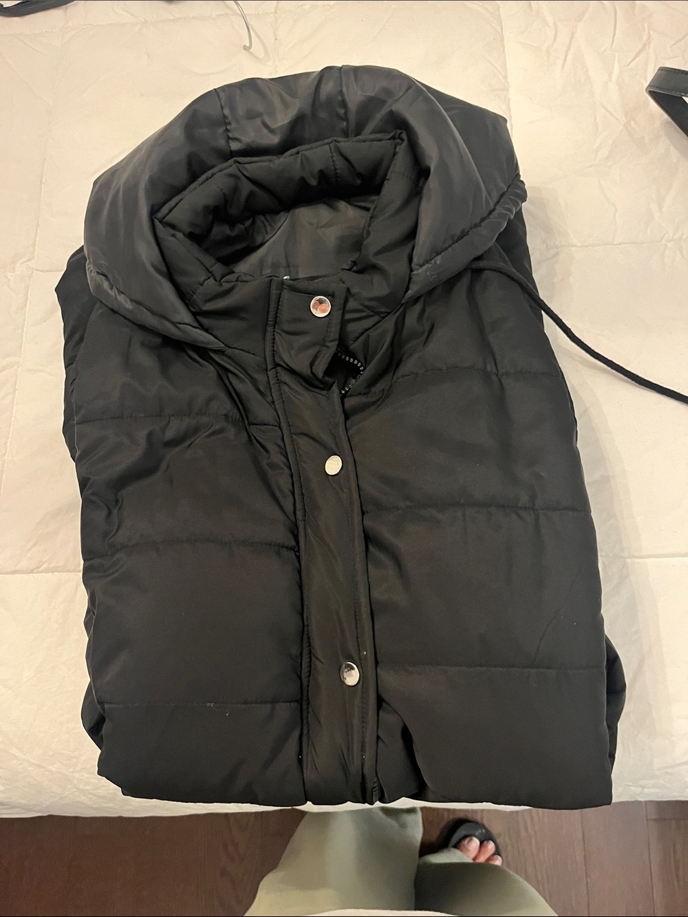 Black Puffer Hooded vest- Women's